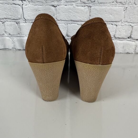 Mia Brigitta Wedge Heel Pump Suede Leather Tasseled Loafers Brown Women 10 Shoes - Picture 8 of 15